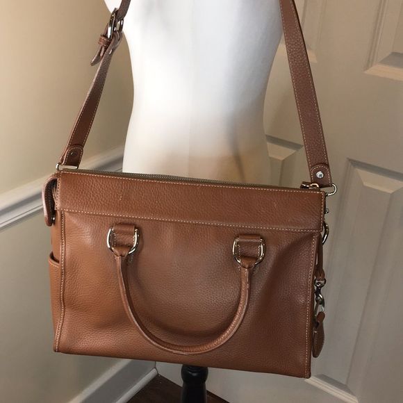 M DOONEY BOURKE Tumbled Brown Leather Laptop Briefcase Work Bag w/ Shoulder Bag - Picture 3 of 17